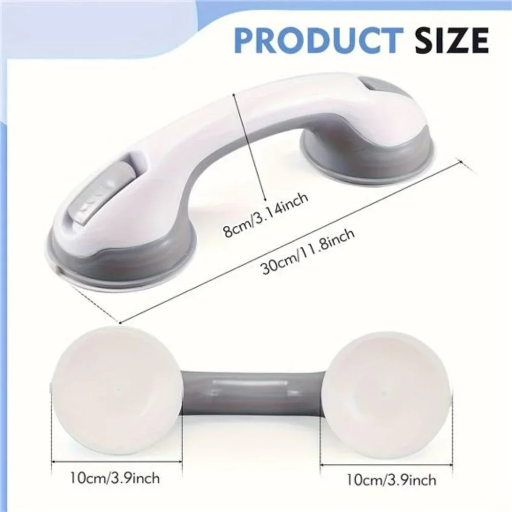 2pcs No Drill Suction Cup Bathroom Grab Bars - Adjustable Shower & Toilet